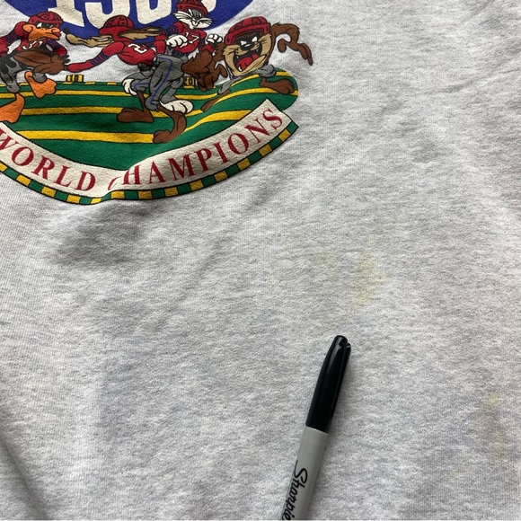 VINTAGE 1991 WARNER BROS BUTBANK BLITZERS FOOTBALL CREWNECK SWEATSHIRT GRAY RARE - Picture 10 of 16